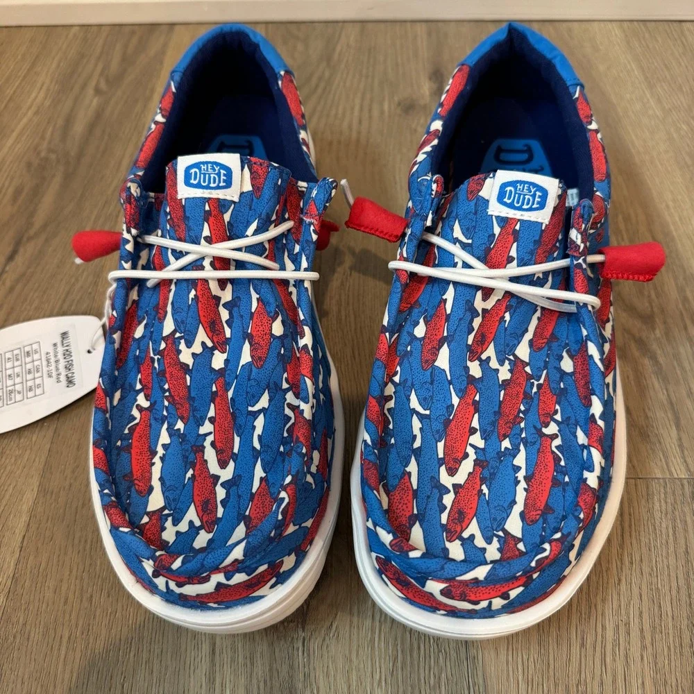 Hey Dude Wally H2O Fish Camo Mens Shoes Size 8 Women's 9.5 Loafers NWT